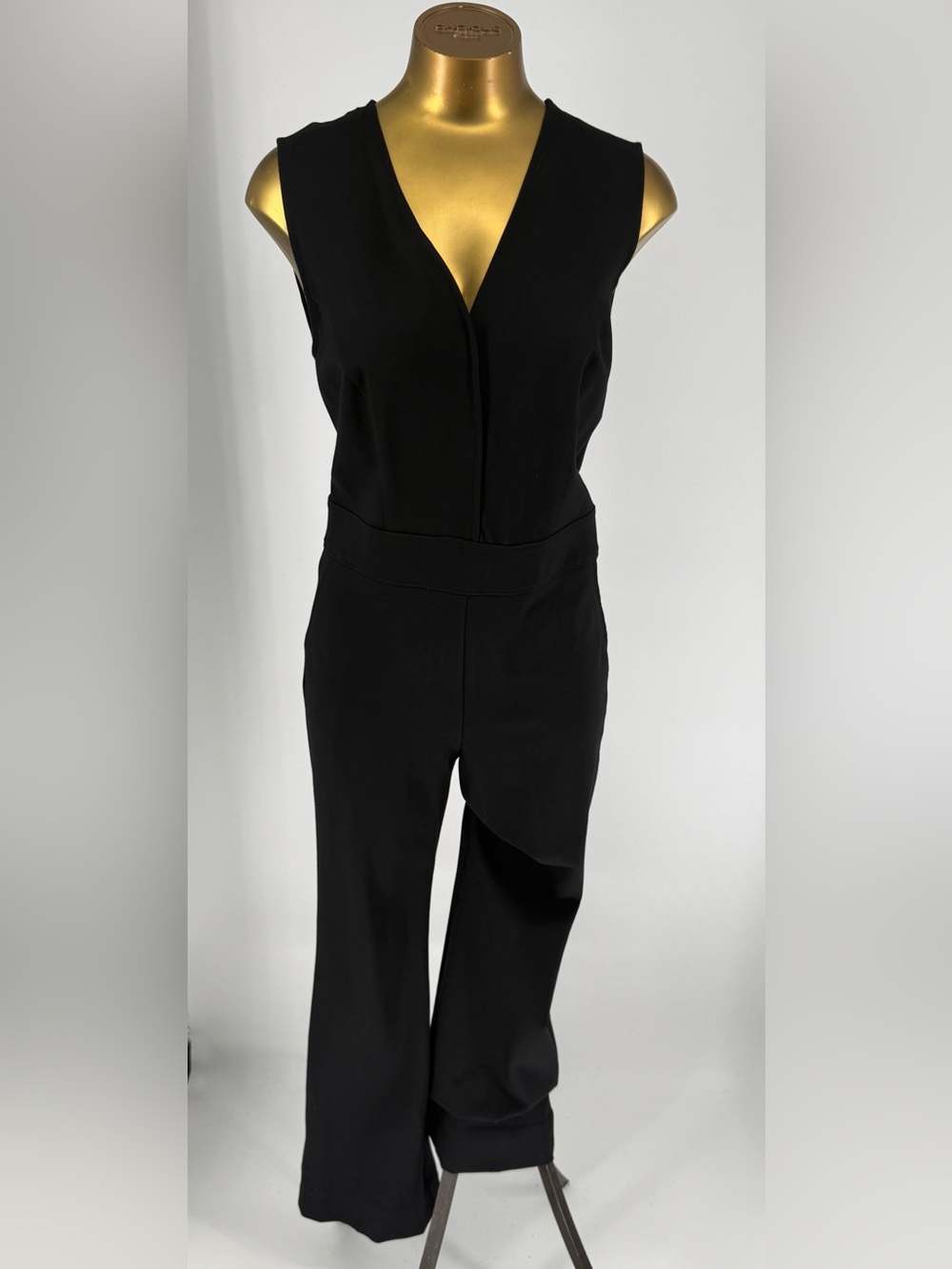 SPANX Sleeveless Black Ponte Wide-Leg Jumpsuit with Back Zipper Size Medium